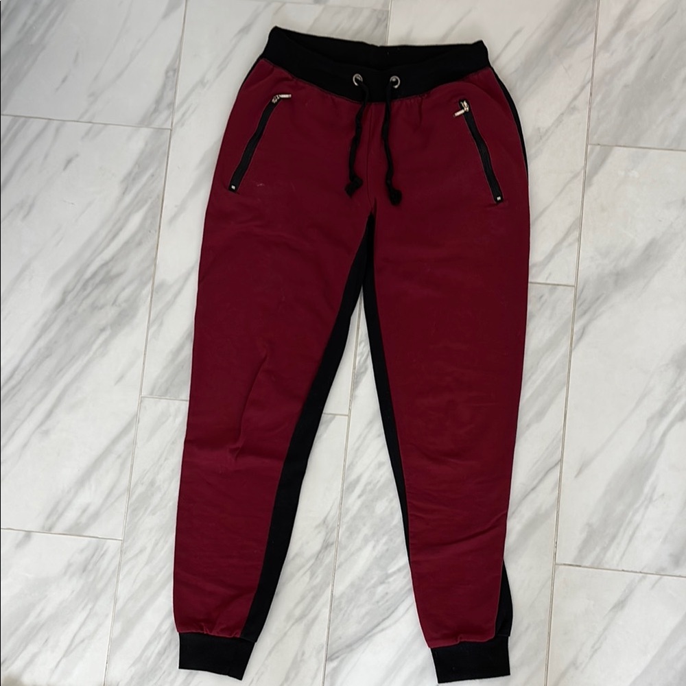 Women’s Maroon and Black Jogger Pants